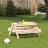 vidaXL Picnic Table Natural wood color Solid Pine Wood - 3 of 4