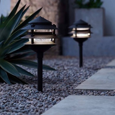 Black Die-Cast Aluminum LED Pagoda Pathway Light