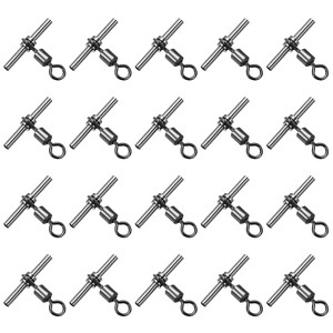 Unique Bargains 3-Way T-Shape Brass High Strength Cross Line Fishing Swivels 20 Pcs - 1 of 4