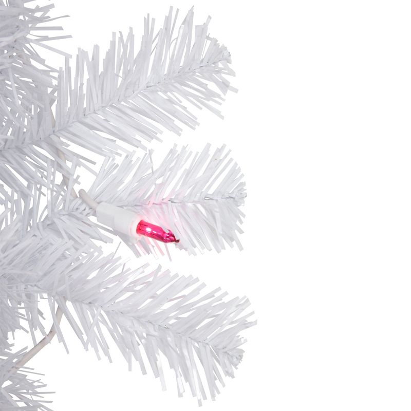 Northlight 6.5' Pre-Lit Woodbury White Pine Pencil Artificial Christmas Tree, Pink Lights, 3 of 8