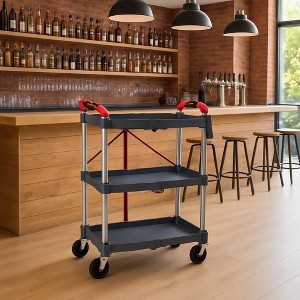 GustoWave 3-Tier Foldable Utility Service Rolling Carts with Wheels for Home, Office, Bar - 1 of 4
