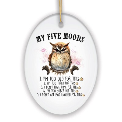 My Five Moods Quirky Owl Ornament, Cute and Funny Christmas Gift| OrnamentallyYou