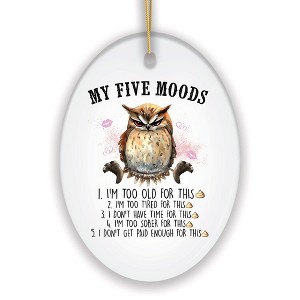 My Five Moods Quirky Owl Ornament, Cute and Funny Christmas Gift| OrnamentallyYou - 1 of 4