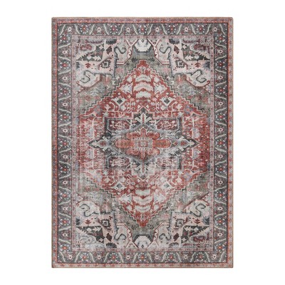 Modern Farmhouse Rustic Medallion Border Indoor Area Rug or Runner by Blue Nile Mills