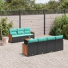 vidaXL 8 Piece Garden Sofa Set with Cushions Black Poly Rattan - Black - 2 of 4