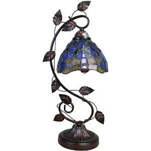 Chloe Lighting Sunniva Dragonfly Tiffany-Style 1 Light Accent Table Lamp 8" Wide - 1 of 4