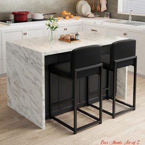 Bar Stools Set of 2, Modern Barstools w/ Backs, Counter Height Bar Stool Chairs for Kitchen Island - 1 of 4