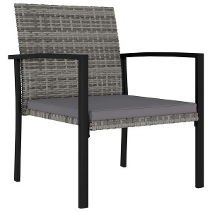 vidaXL Dining Chair Set of 4 Grey Poly Rattan, Steel, Polyester Standard - 1 of 4