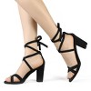 Allegra K Women's Open Toe Lace Up Strap High Block Heel Ankle Sandals - 2 of 4