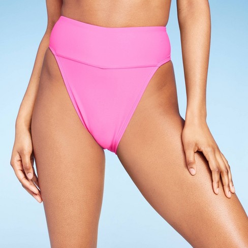 Women's Mid-rise Full Coverage Bikini Bottom - Wild Fable™ Pink