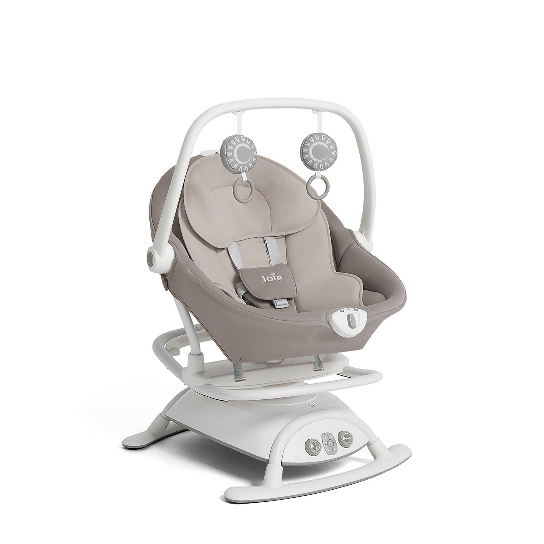 Joie Cinnamon 2-in-1 Glider and Rocker - Walnut Brown: Detachable Toy Bar, Sounds and Songs, Calming Vibrations, 5-Point Harness