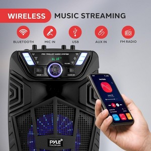 Pyle 8” Portable PA Speaker System with Bluetooth, LED Lights & Wireless Microphone (PPHP822NSM) - Black - 1 of 4