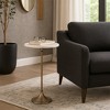 Elegant End Table, Side Table, or Small Night Stand for Room Decor - Slim Metal Drink Table with Marble Top and Trumpet Base - 3 of 4