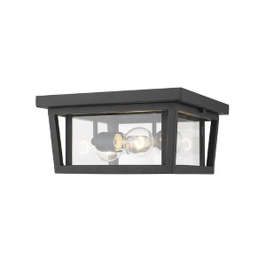 Seoul 12" Outdoor Flush Mount Light - Glass Shade, Dimmable, Wet Rated, 3 Bulbs - 1 of 4