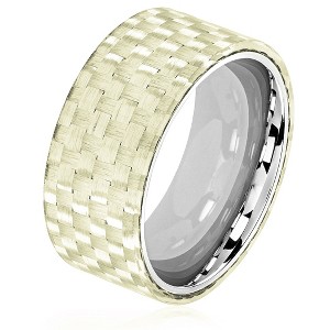 Crucible Men's Glossy Carbon Fiber Overlay Stainless Steel Flat Ring - 1 of 3