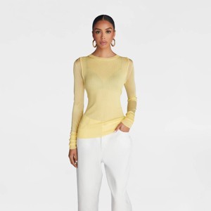 Layered Sheer Long T-shirts イエロー KBB by KAHLANA Women's Long Sleeve 'The Layered Sheer Top