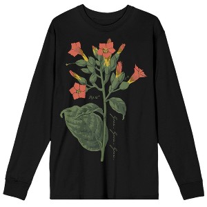 Grow Positive Message Cigar Plant Botanical Men's Black Long Sleeve Crew Neck Tee - 1 of 3