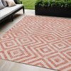Salmon And Ivory Geometric Washable Indoor Outdoor Area Rug - 2 of 4