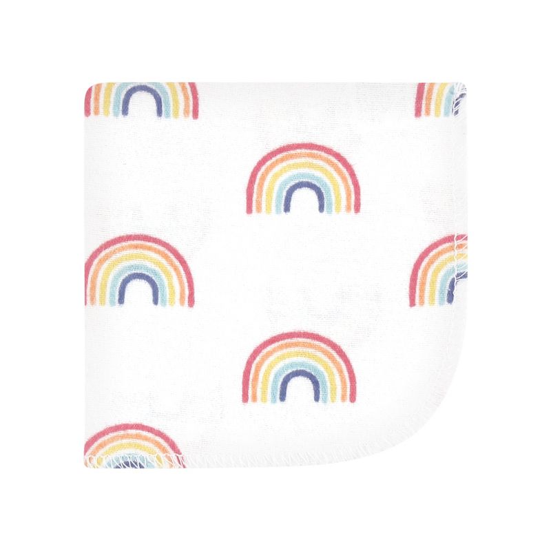 Hudson Baby Infant Girl Flannel Washcloths, Creative Rainbow 10Pk, One Size, 3 of 8