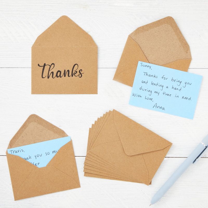 Juvale 100 Count Mini Gift Card Envelopes Bulk - Brown Kraft Paper Envelopes for Business Card, Wedding RSVP (4.1x2.75 in), 2 of 9