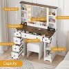 COZONY Makeup Vanity Desk with Mirror and Lights, Dressing Table with Cushioned Stool, 6 Drawers, 2 Cabinets & Open Shelves, White - 3 of 4