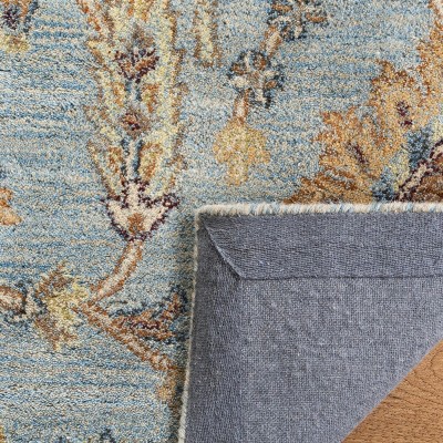 Light Blue Handmade Wool Tufted Square Area Rug