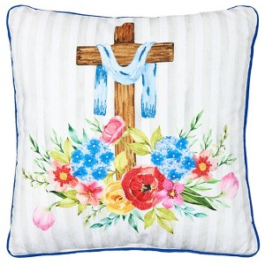 The Lakeside Collection Religious Cross Butterflies Embroidered Decorative Pillows - 1 of 2