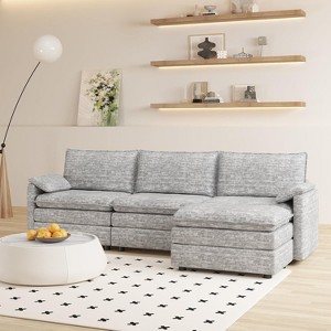Gaomon 108" XL Modular Sectional Couch, Deep Seat Modern Chenille L Shaped Modular Sofa, Cloud Couch for 4 with Movable Ottoman - 1 of 4