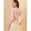INSPIRE CHIC Women's Tie Front Ruffled Hem Floral Lace Sheer Crop Bolero Shrug - 3 of 4