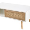 Kumasinova 41.34"/55.12" Rattan Coffee Table with Storage,Side Table with 1/2 Sliding Doors,Sleek End Table for Living Room,Office - 3 of 4