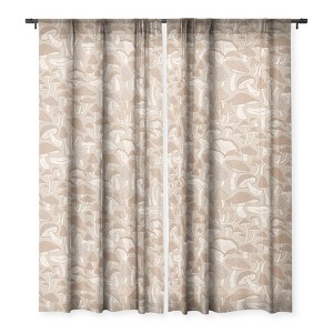 Avenie Mushrooms In Warm Neutral Set of 2 Panel Sheer Window Curtain - Deny Designs - 1 of 4