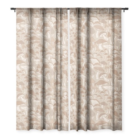 Avenie Mushrooms In Warm Neutral Set of 2 Panel Sheer Window Curtain - Deny Designs - image 1 of 4