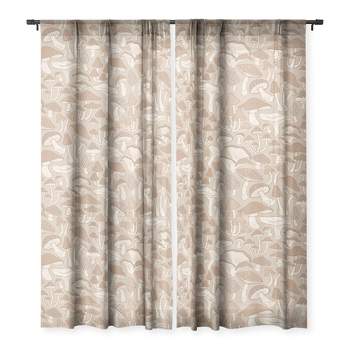Avenie Mushrooms In Warm Neutral Set of 2 Panel Sheer Window Curtain - Deny Designs