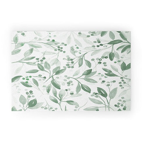 Laura Trevey Berries and Leaves Mint Welcome Mat -Society6 - image 1 of 3