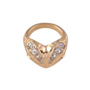 RACHEL Rachel Roy Gold Tone Heart Shape Cocktail Ring with Crystal Stone Accents - 1 of 3