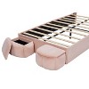 Kumasinova Full/Twin Size Bed Frame,Double Petal/Bear Ears/Crown Headboard,LED Lights&2 Storage Drawers/2 Storage Stools/Bed-End Storage Pocket,Pink - 4 of 4