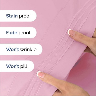 Light Pink Queen Size Microfiber Deep Pocket Sheet Set