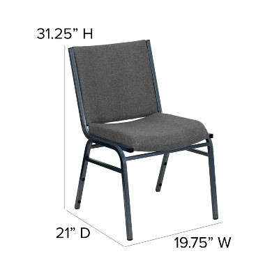 Gray Fabric Armless Stacking Reception Chair with Steel Frame
