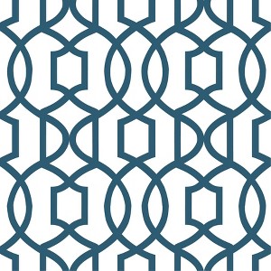 NuWallpaper Navy Grand Trellis Peel & Stick Wallpaper: Removable Adhesive, Temporary Vinyl, Washable, 30.75 Sq Ft Coverage - 1 of 4
