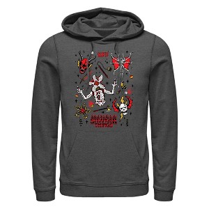 Men's Stranger Things Hellfire Club Icon Collage Pull Over Hoodie - 1 of 4