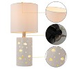 C Cattleya 17.5" 1-Light Starry Table Lamp with White Ceramic Base and TC Fabric Shade, 3 Lighting Modes for Living Room,Nightstand and Kids Room - image 3 of 4