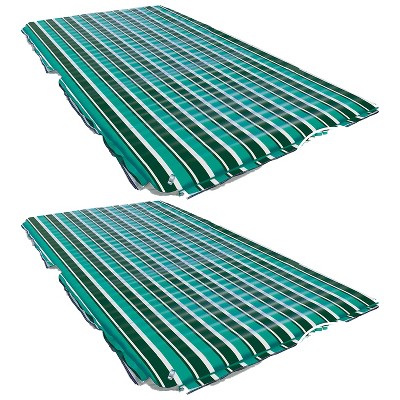 Aqua Leisure 11 Foot Inflatable and Supersized Floating Party Platform with Soft, Water Activated Fabric in Stripe Print for Beach, Teal (2 Pack)