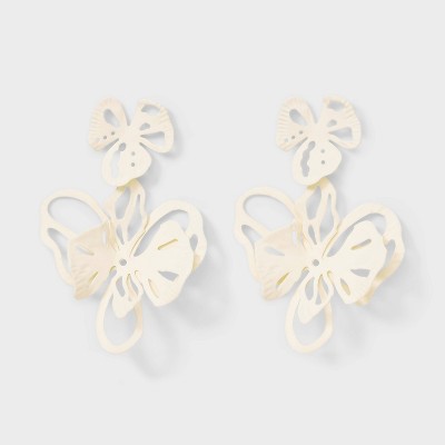 Abstract Floral Drop Earrings - A New Day™ Ivory