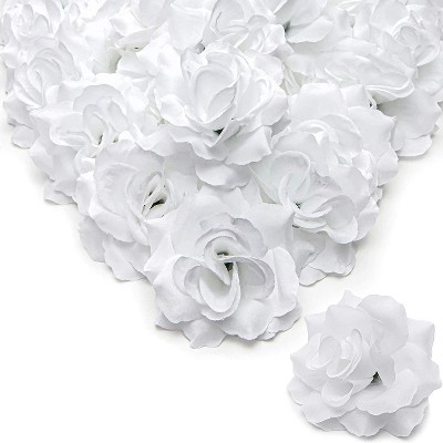 60pcs 4" Artificial Rose Flower Heads Silk Flower Heads for Engagement, DIY Handicrafts, Party & Wedding Decorations, White