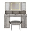 Karl Home Large Makeup Vanity Set with LED Mirror Cabinet, USB & Power Outlet,3 Drawers and 5 Doors - 2 of 4