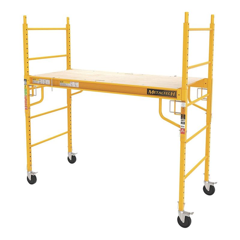 MetalTech 6 Foot High Portable Adjustable Platform Jobsite Series Baker Mobile Scaffolding Ladder with Locking Wheels, 1 of 7