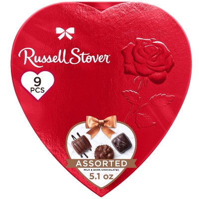 Russell Stover Valentine's Assorted Milk & Dark Chocolates Heart - 5.1oz