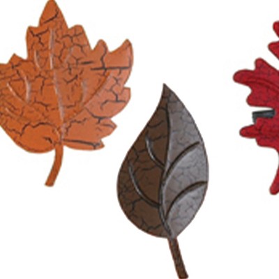 Autumn Leaf Metal Napkin Ring Set in Vibrant Colors
