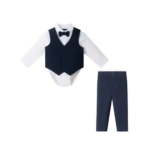 Andy & Evan  Infant Blue Seersucker Buttondown and Vest Set - 1 of 4