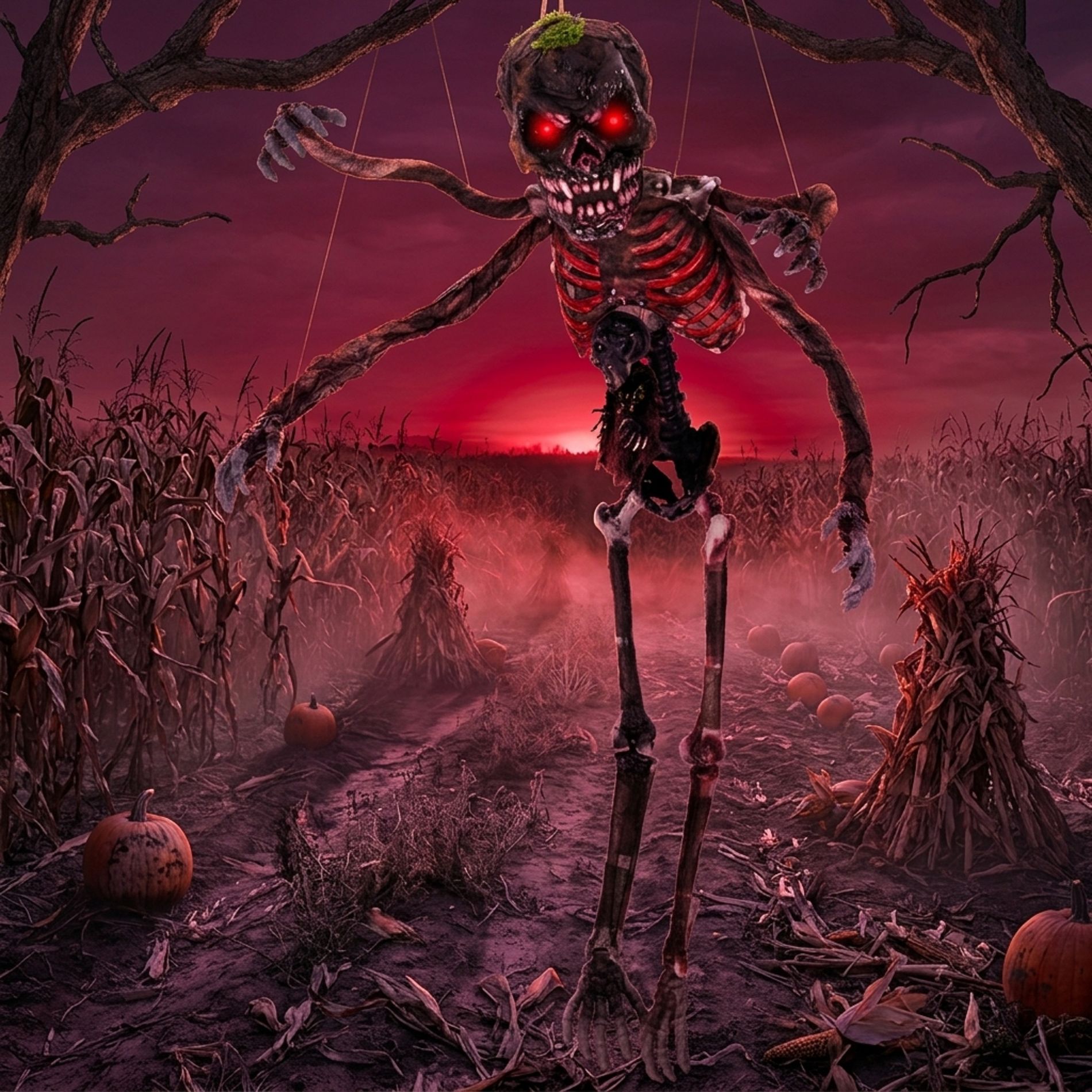 6FT Halloween Animated skeleton with Activation & Poseable Arms, Hanging Halloween Decor Outdoor&Indoor